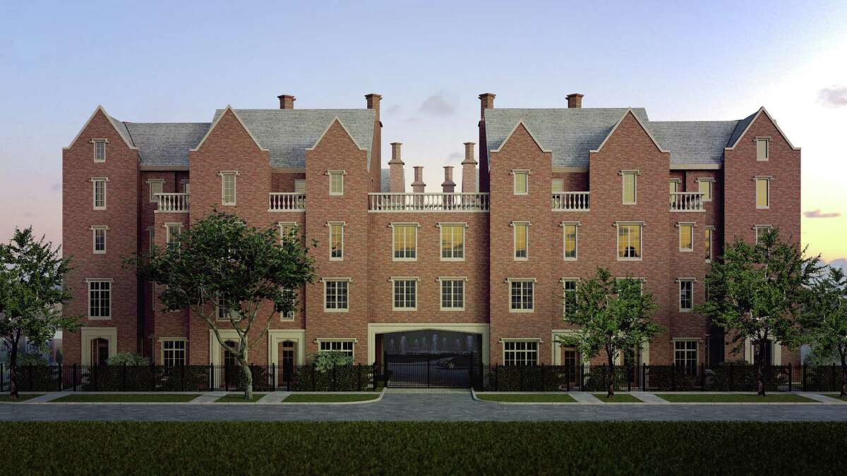 A rendering of Courtlandt Manor, to be built at 411 Lovett in a design inspired by the 17th-century Wroxton Abbey in Oxfordshire.