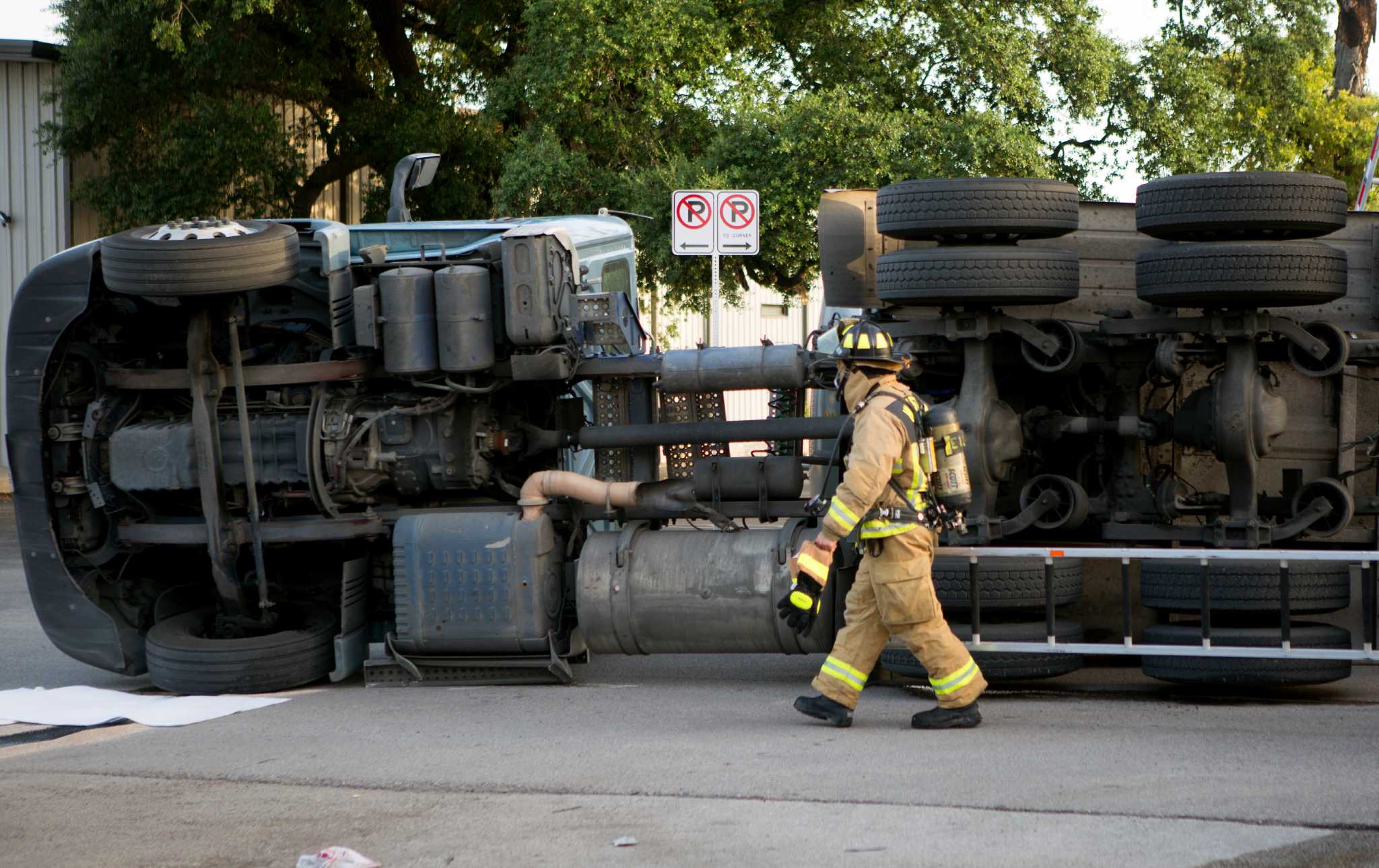 Tanker Truck Overturns Just West Of Downtown Houston