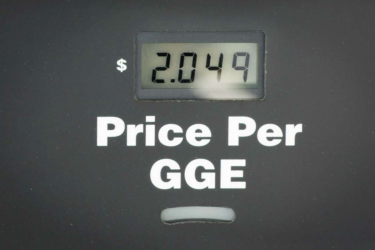 The price per gasoline gallon equivalent on this compressed natural gas pump in 2012 would be higher now, about $2.15.