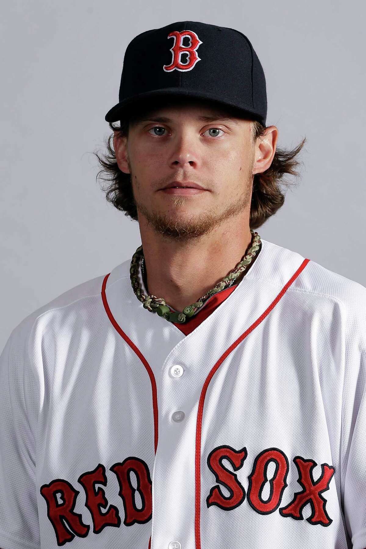 Boston Red Sox Clay Buchholz during team photo day Sunday Feb. 17, 2013, in Fort Myers, Fla. (AP Photo/Chris O'Meara)