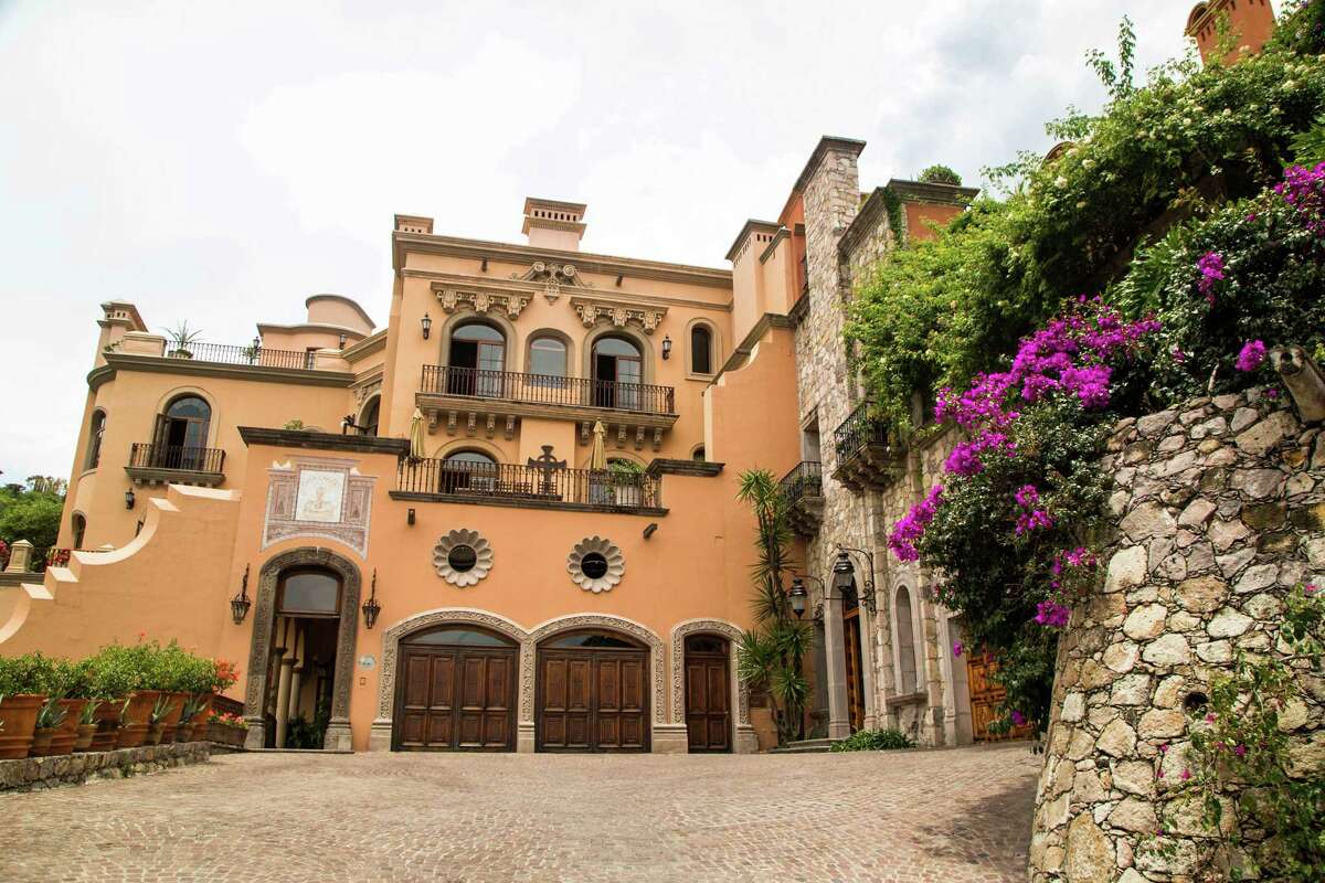 The front exterior view of Houston accessories designer Minnie Baird's home in San Miguel de Allende, Mexico.
