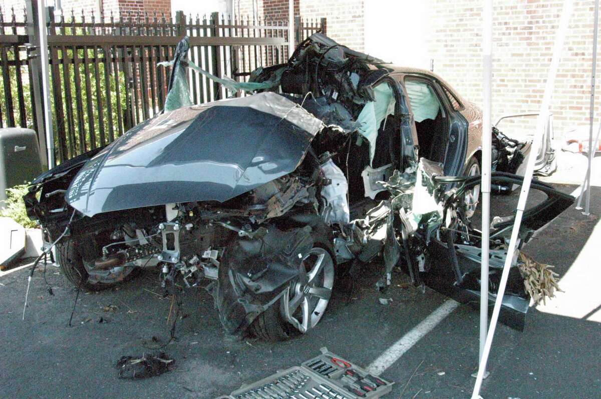 A 33-year-old Darien resident is still in the hospital following a one-car accident on Nearwater Lane June 6, police said. His 2015 Audi A3 is shown above.
