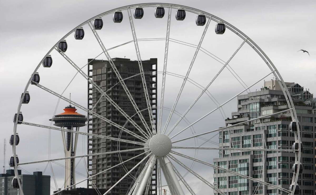 The Seattle Great Wheel is shown on Tuesday, June 5, 2012. The nearly 175 foot-tall Ferris wheel was constructed at the end of Pier 57 on the Seattle waterfront.