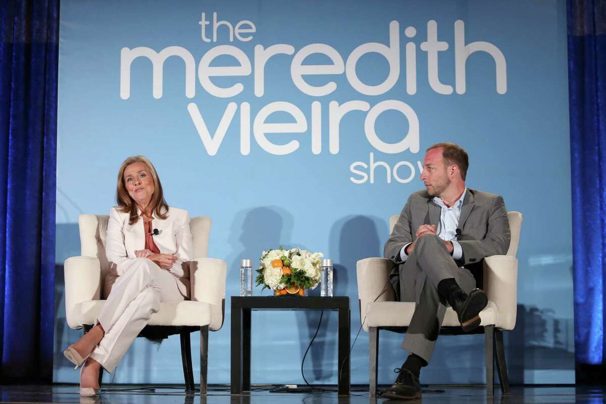 BEVERLY HILLS, CA - JULY 14: Host/Executive producer Meredith Vieira and executive producer Rich Sirop speak onstage at the 'The Meredith Vieira Show' panel during the NBCUniversal portion of the 2014 Summer Television Critics Association at The Beverly Hilton Hotel on July 14, 2014 in Beverly Hills, California. (Photo by Frederick M. Brown/Getty Images)