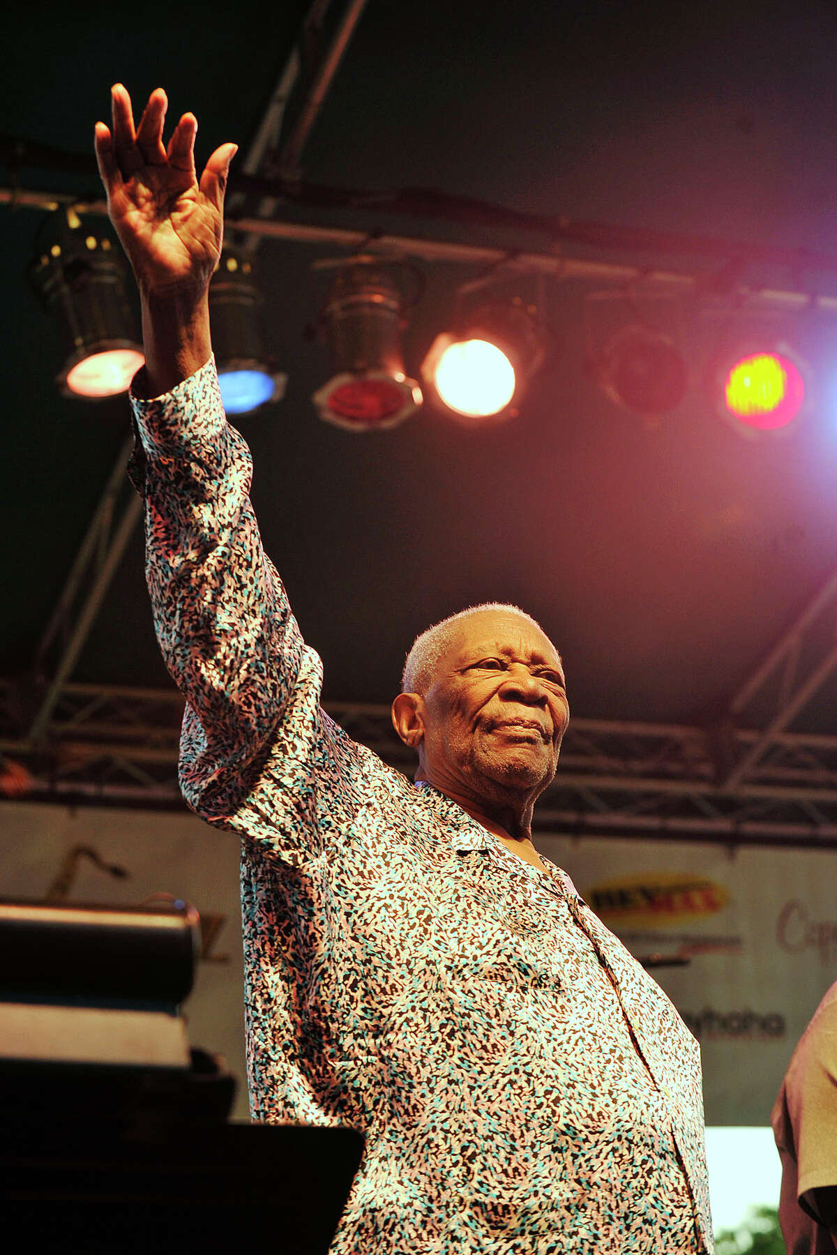 B.B. King takes the stage during Jazz Up July at Columbus Park in Stamford, Conn., on Wednesday, July 16, 2014.