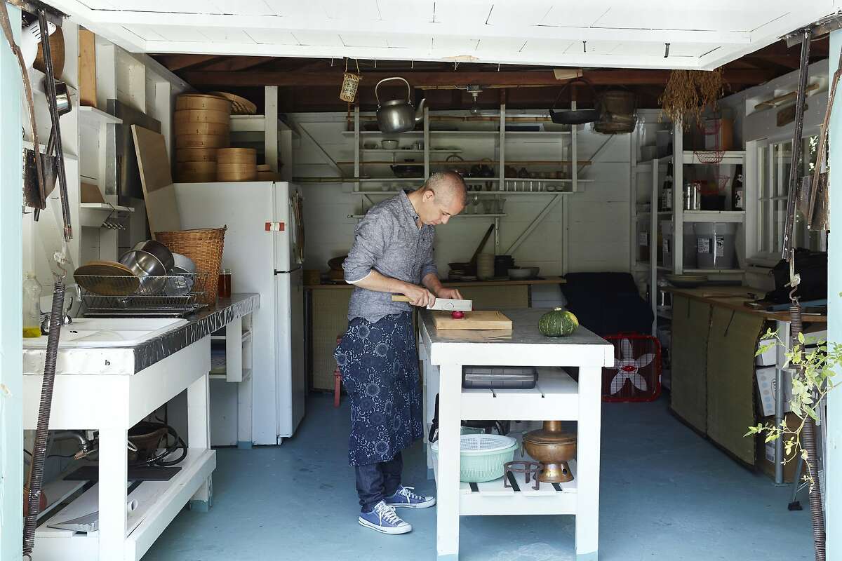 Sylvan Brackett, the chef behind Peko Peko, a Japanese catering company, and a soon-to-open San Francisco restaurant in his backyard culinary lab in Oakland.
