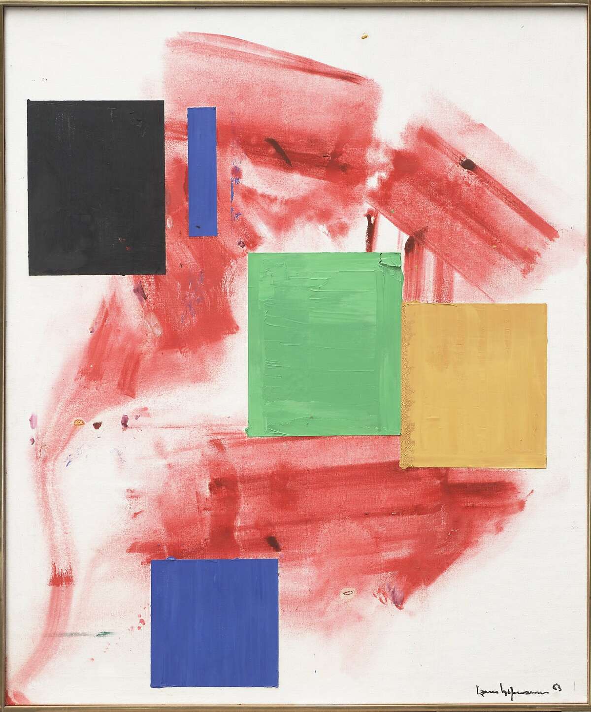 Hans Hofmann: Polyhymnia, 1963; oil on canvas; 72-1/8 x 60-1/4 in.; gift of the artist. ARTIST: Hofmann, Hans NATIONALITY: United States, born Germany DATE_OF_WORK: 1963 MATERIALS: oil on canvas DIMENSIONS: 72 -1/8 x 60 -1/4 CREDIT_LINE: Gift of Hans Hofmann