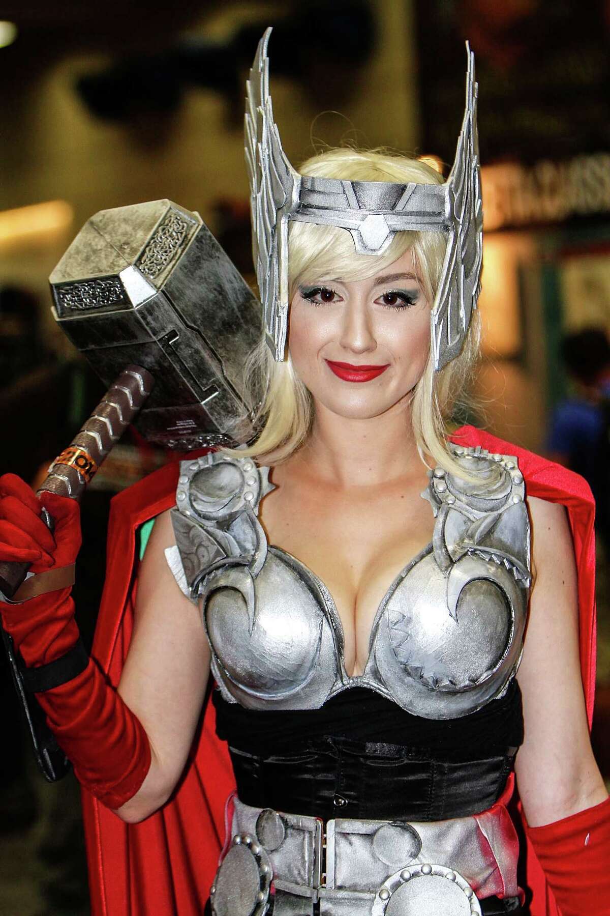 In comic books the hero always wins. That would be the case here too except at Comic-Con International 2014 there were many heroes, and as we all know there can only be one. Check out the heroes of the convention and see who wore it best. Thor 1 Something tell us she wasn't going for the exact original look. 