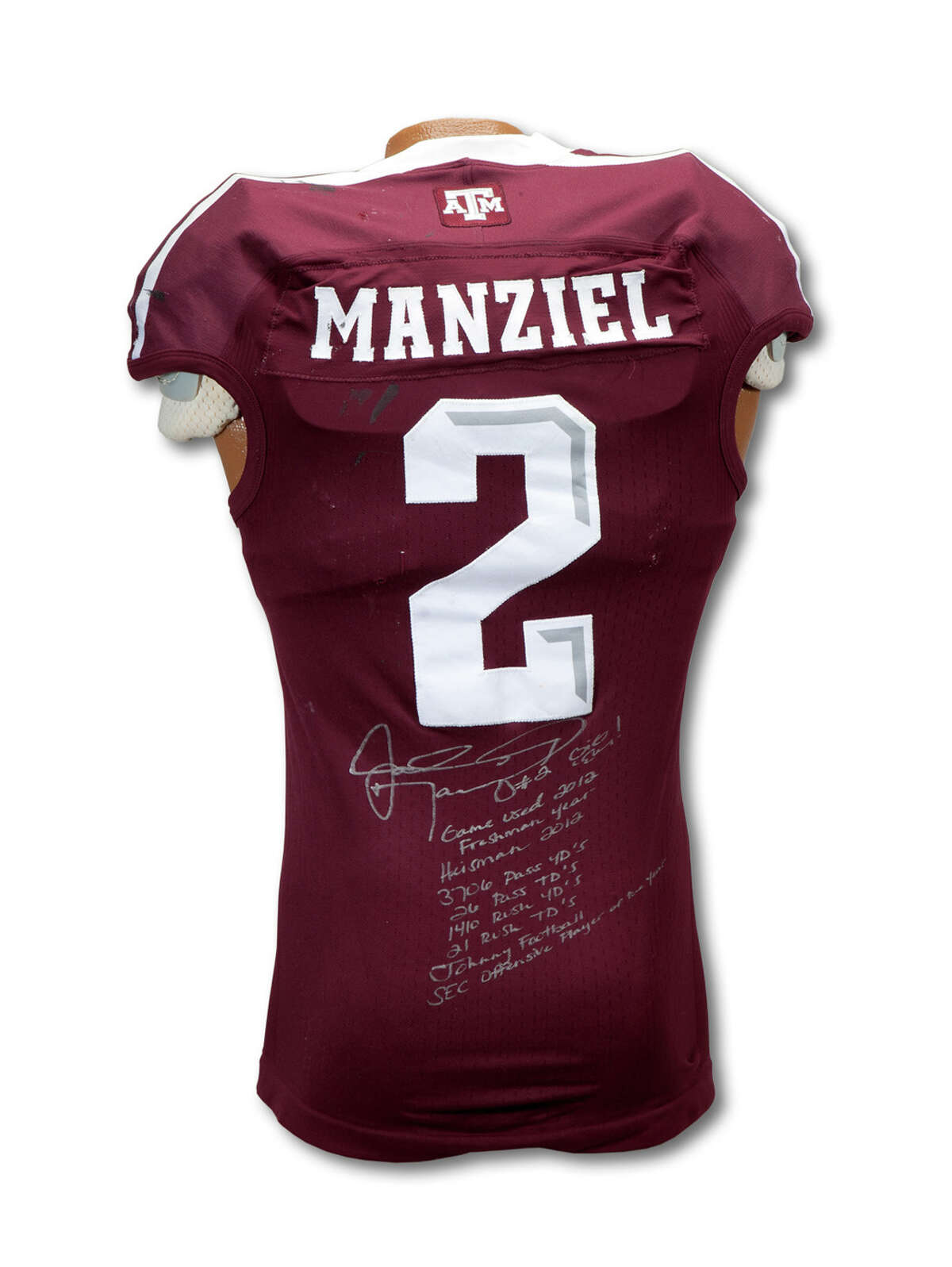 A Texas A&M football jersey worn in six games by Johnny Manziel is expected to sell for more than $100,000, according to SCP Auctions, the company selling the uniform.