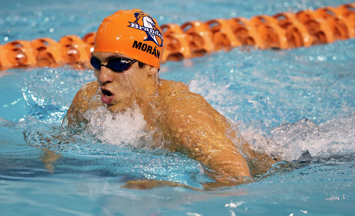 Brandeis swimmer Aaron Moran cruises to a silver medal in the 200 yard individual medley at the 5A state swimming and diving championships at Jamail Center in Austin meet on February 22, 2014.