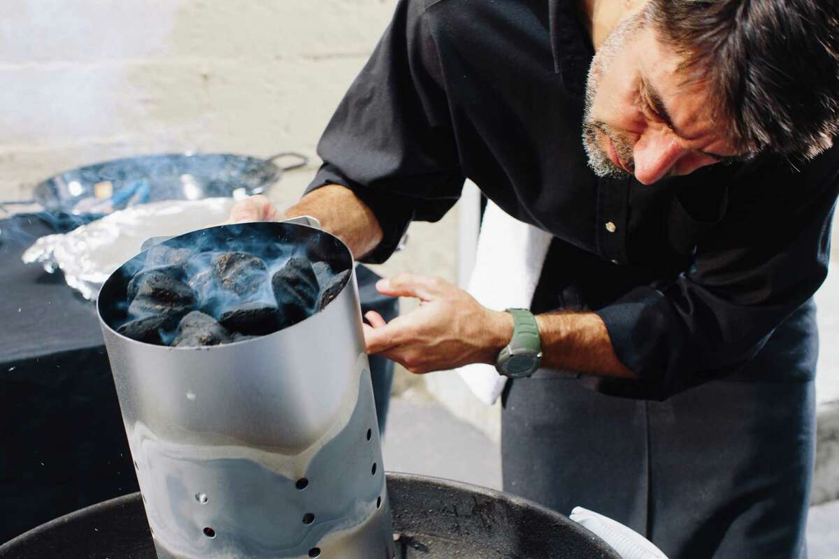Paella on the grill Spain's riceseafood specialty