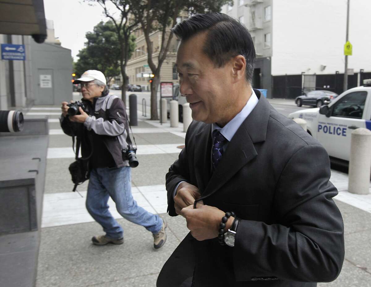 Leland Yee arrives at the Phillip Burton Federal Courthouse to hear additional racketeering charges against him in his corruption case in San Francisco, Calif. on Thursday, July 31, 2014.
