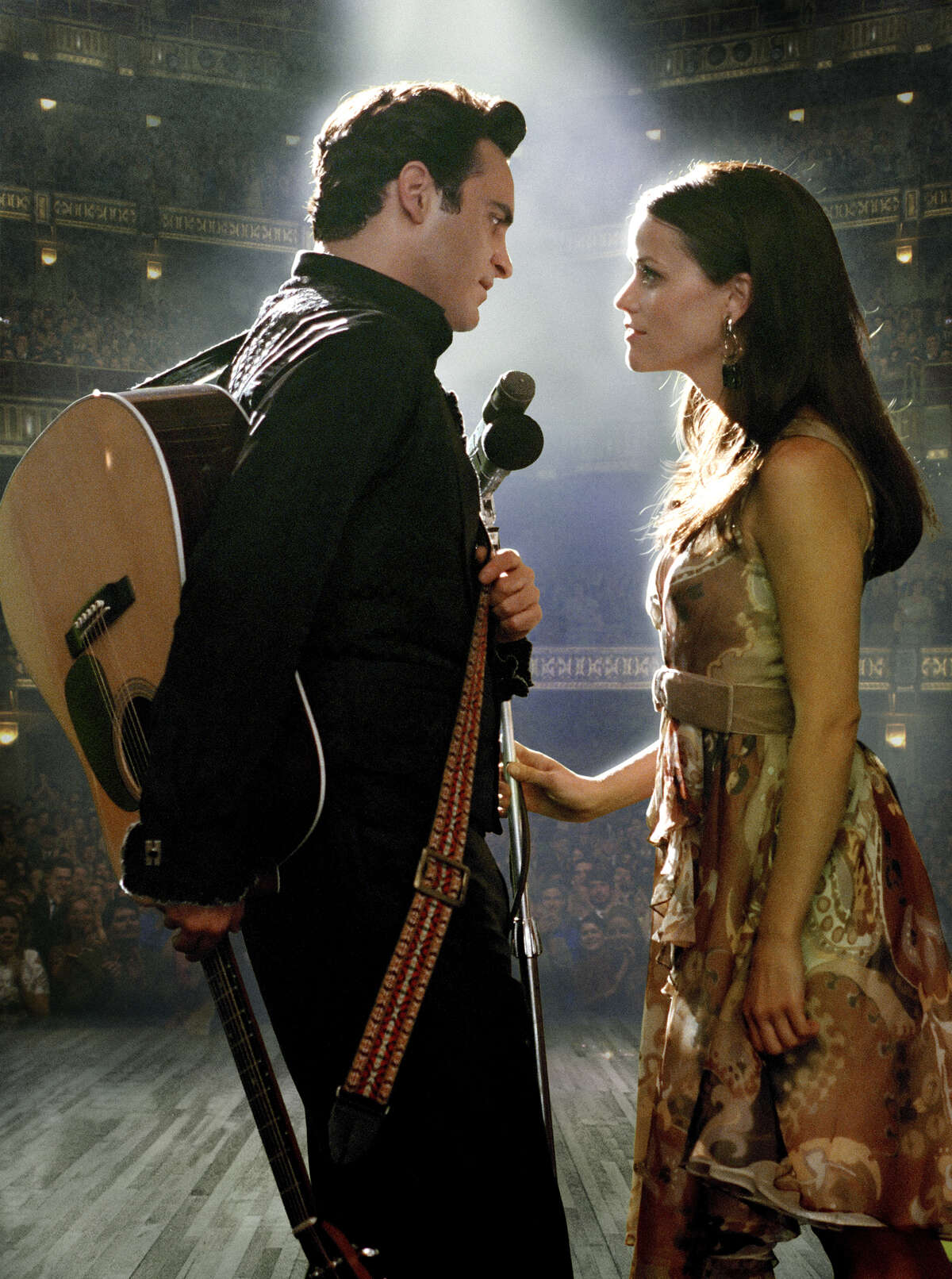 Joaquin Phoenix as Johnny Cash and Reese Witherspoon as June Carter in "Walk the Line." 