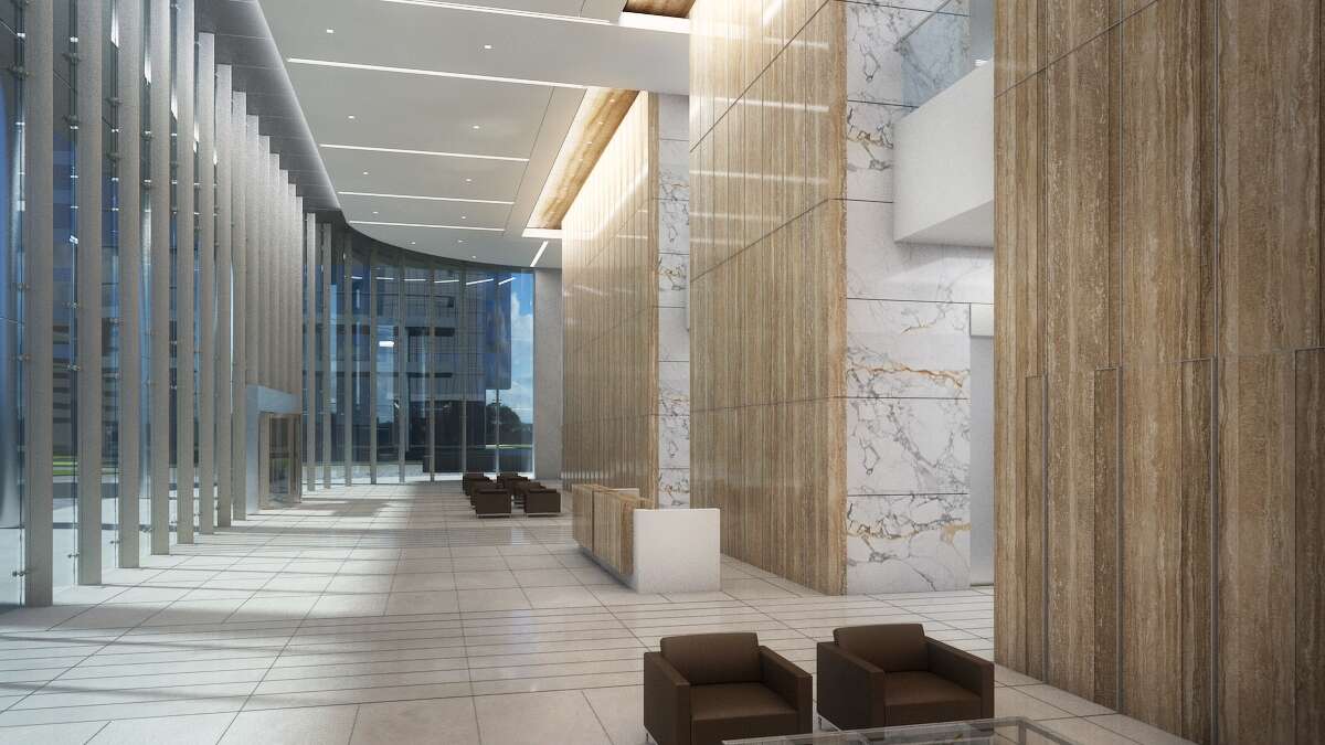 A rendering of Energy Center Five's lobby