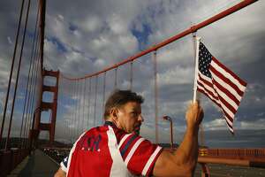Golden Gate Bridge's Flag Man lets his patriotism show
