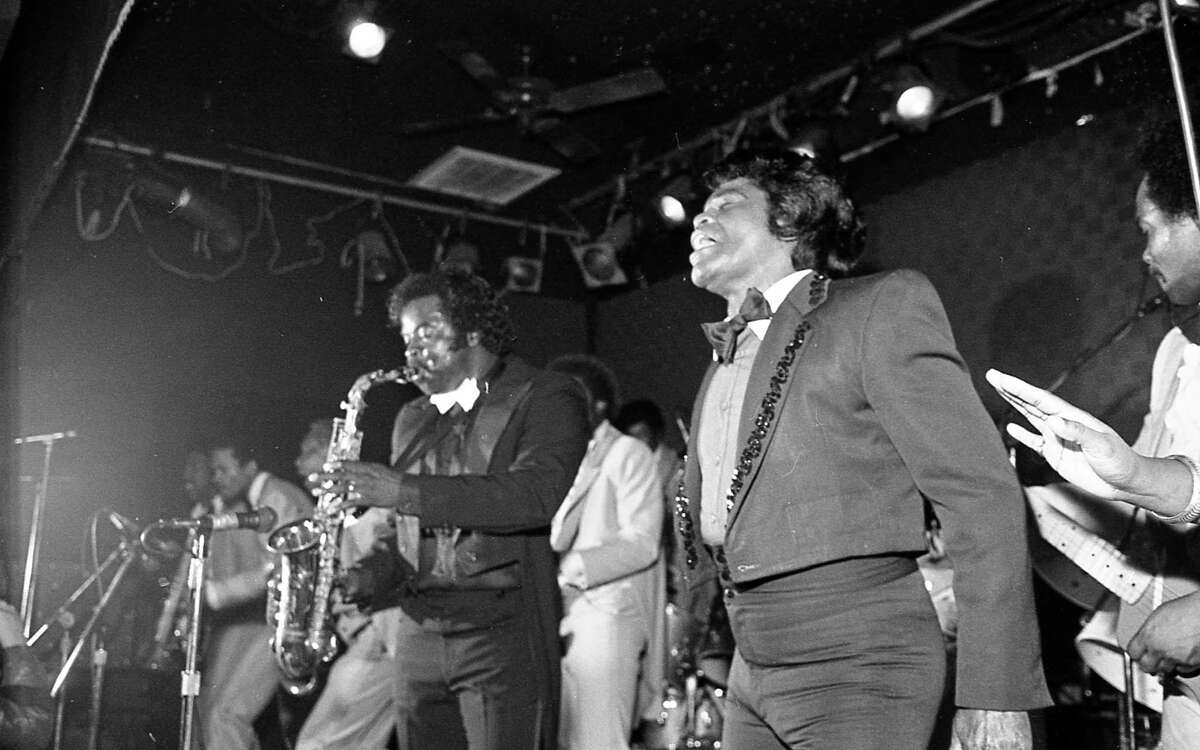 Entertainer James Brown during his engagement at Fitzgerald's in 1985.