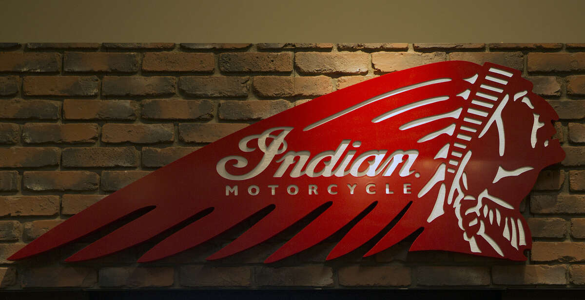 An Indian logo is seen at Team Mancuso Powersports 59, Tuesday, July 29, 2014, in Houston.