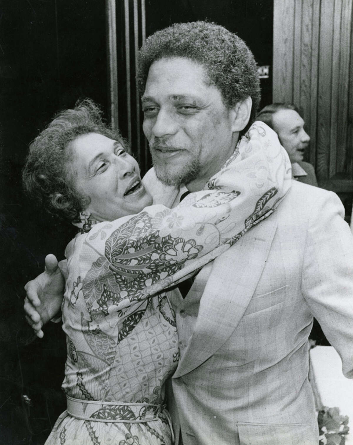 A jubilant Mickey Leland hugs his mother Alice Raines after a victory in the 1978 18th Congressional District runoff. Mickey Leland, a Democratic congressman from Texas 18th District, died Aug. 7, 1989 at age 44 when a plane he was on crashed during a mission trip in Fugnido, Ethiopia.