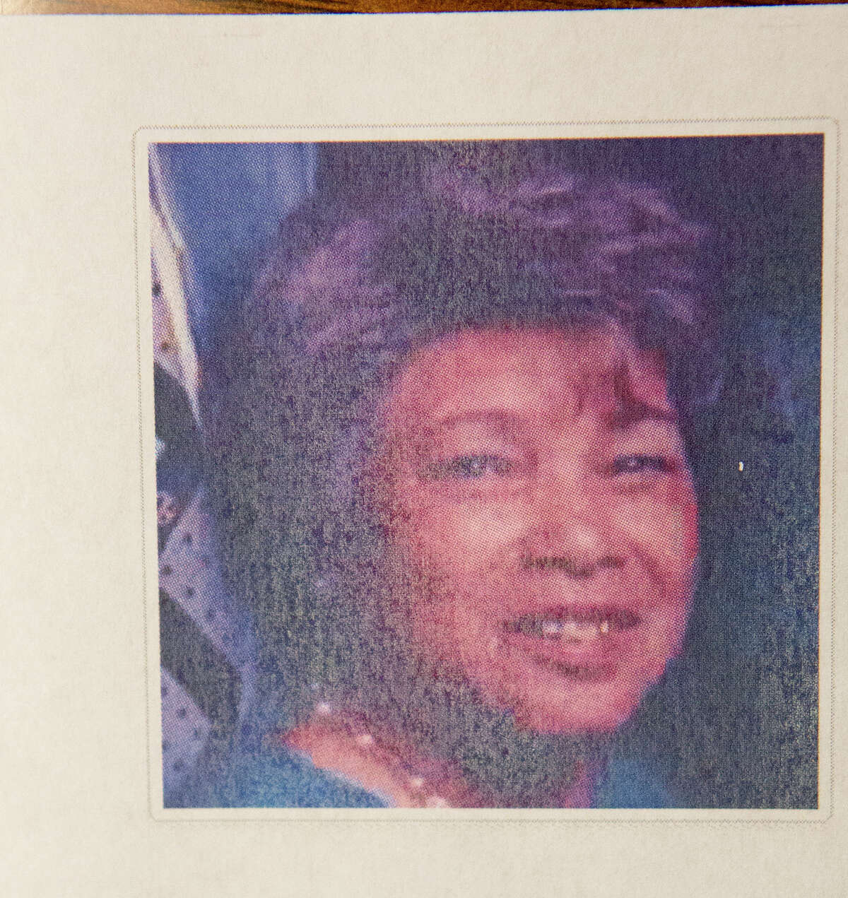 A photo of Pearlie Jean Deason is seen during a press conference, Friday, Aug. 8, 2014, in Houston. Mabrie Memorial Mortuary mixed up the deceased bodies of two Houston mothers, Edna L. Lawson and Deason and buried Deason's body in Lawson's cemetery plot at the VA cemetery on top of the body of Lawson's deceased husband, a World War II Veteran. Lawson passed away on July 19, 2014 and Mrs. Deason passed away on July 22, 2014. (Cody Duty / Houston Chronicle)