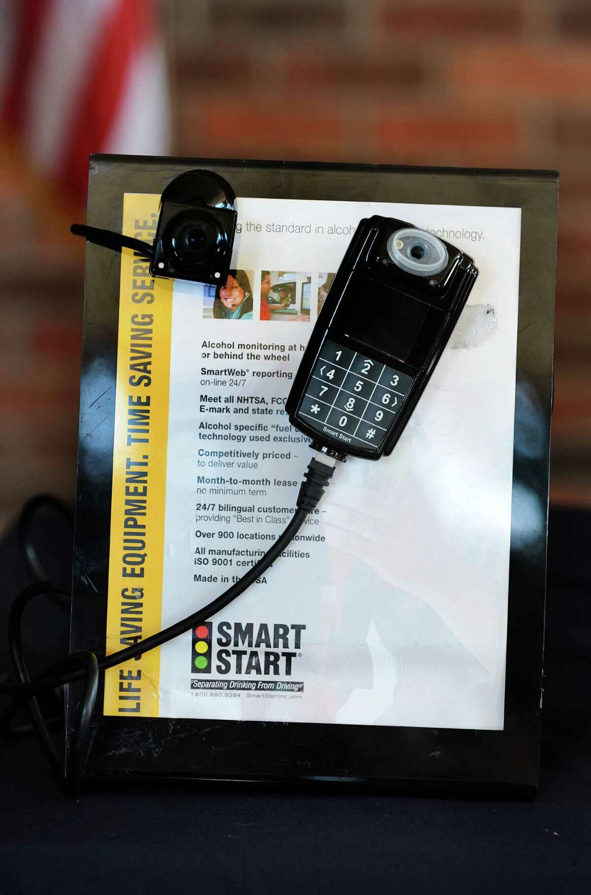 An Ignition Interlock Device that was on display at the ceremony to commemorate the new state law strengthening the state's ignition interlock requirements for driving under the influence (DUI) held at the Fairfield Police Department in Fairfield, Conn. on Monday, Aug. 11, 2014.
