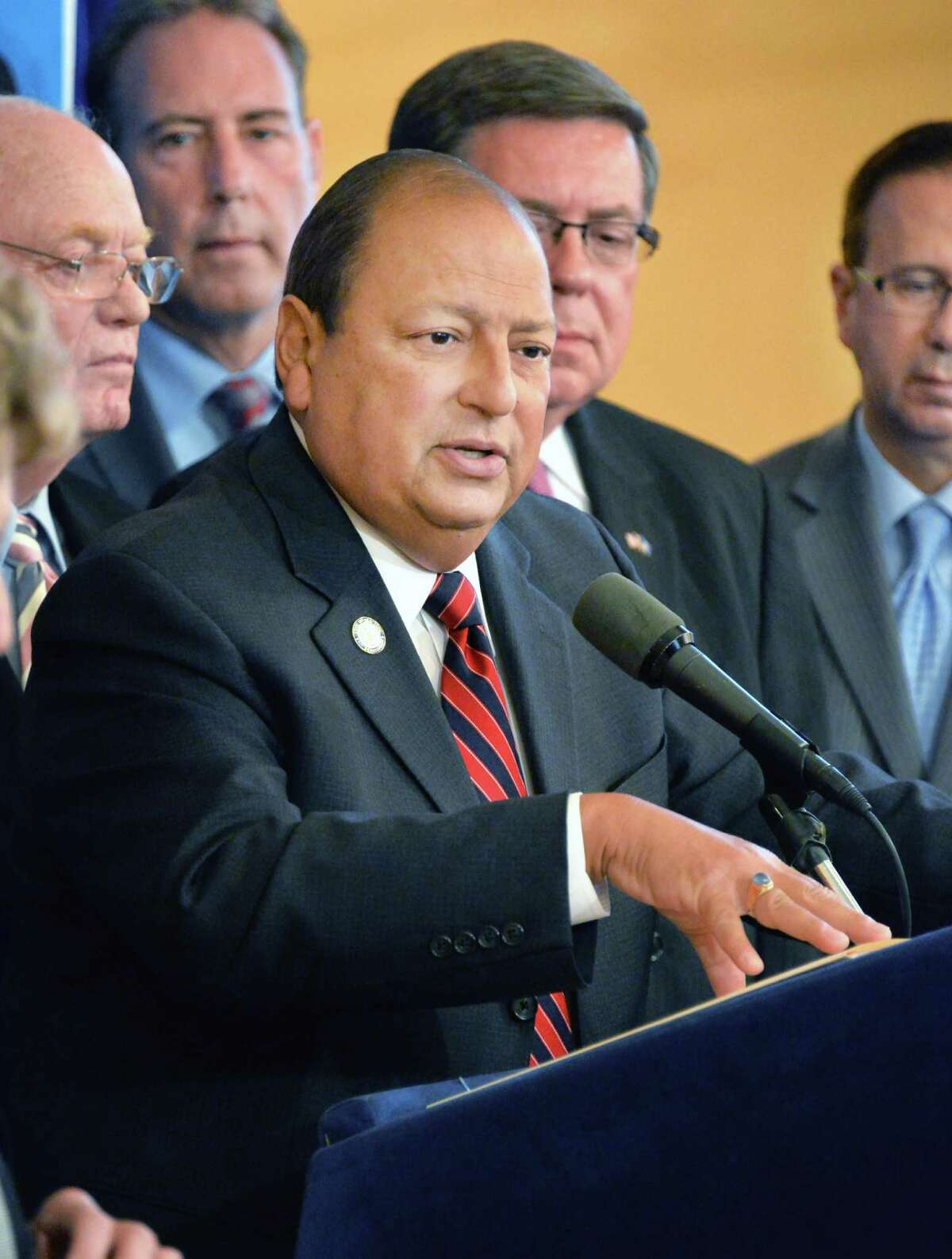 State Senator Tom Libous speaks during a news conference on the Public Assistance Integrity Act Tuesday, June 18, 2013, at the Capitol in Albany, N.Y. (John Carl D'Annibale / Times Union archive)