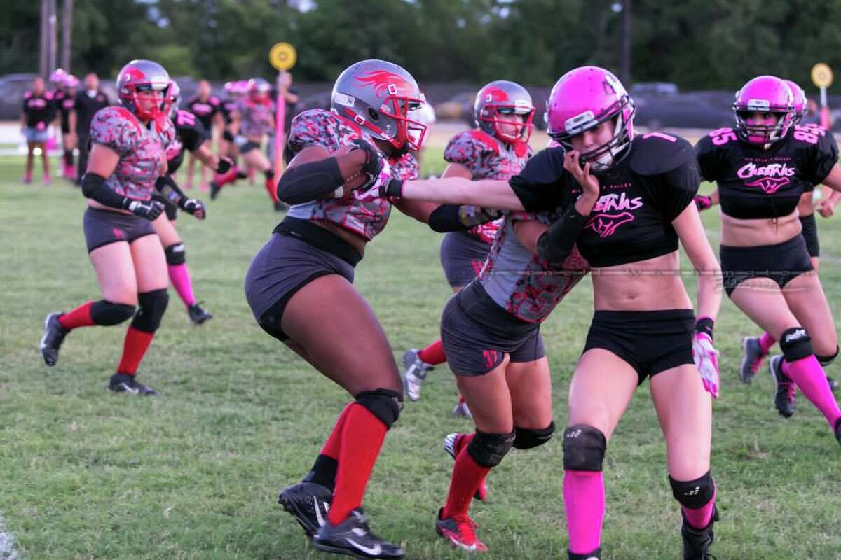 The San Antonio Texas Legacy, the city’s all-female tackle football team, take on the Rio Grande Valley Cheetahs in a semifinal Saturday at Legacy Stadium. Texas Legacy won 52-6, and now they are on their way to play in the championship game Aug. 23.