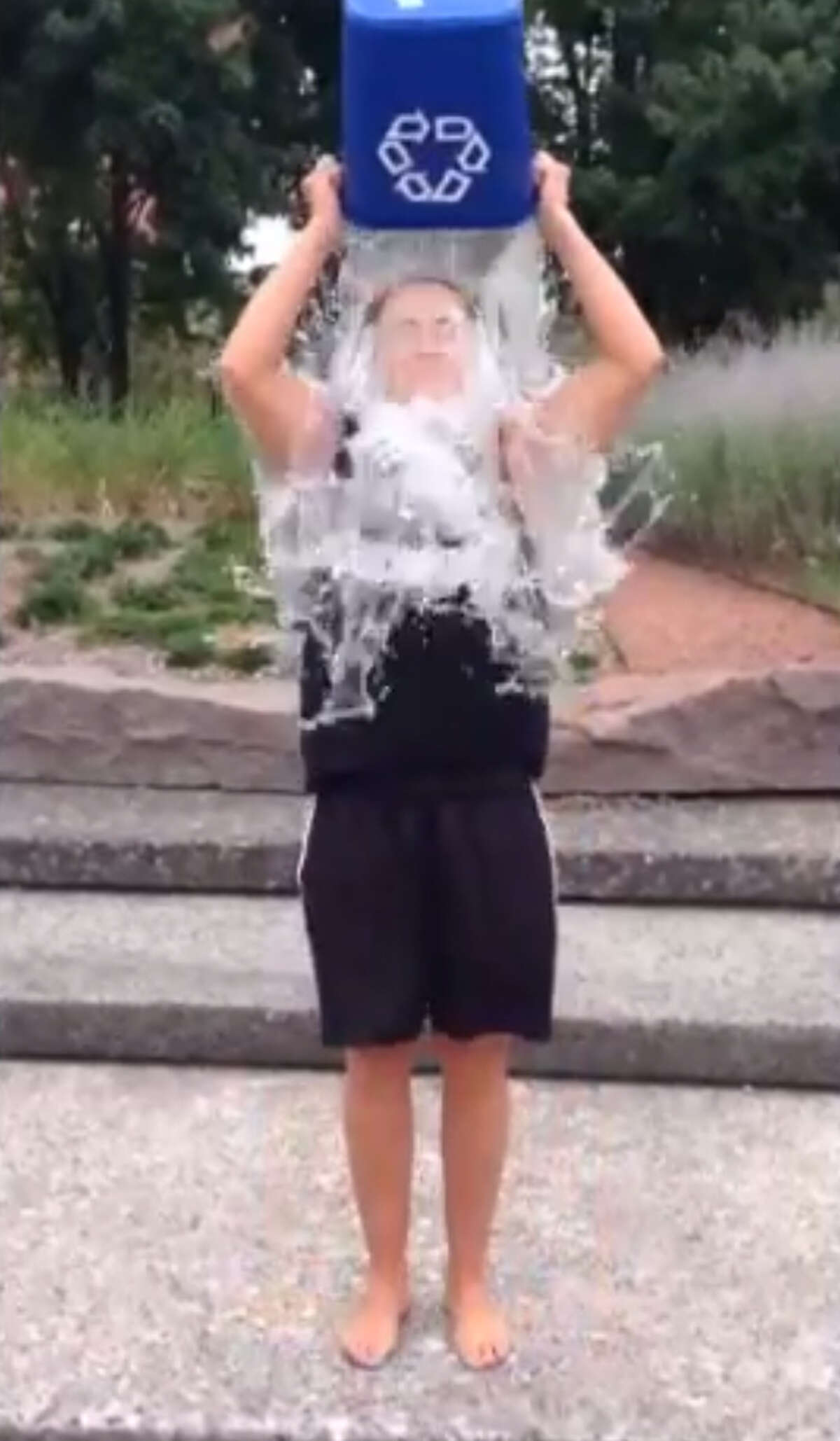 In this still from a video posted by the Spurs' Becky Hammon on YouTube, Hammon pours water on herself for the ice bucket challenge. San Antonians who opt to take the "ice bucket challenge" recently circulating on social media won't be posing a serious threat to local water supplies, officials say.