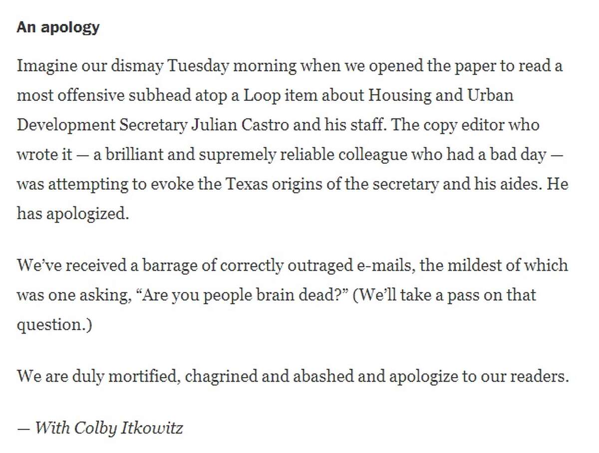 The apology issued by the Washington Post