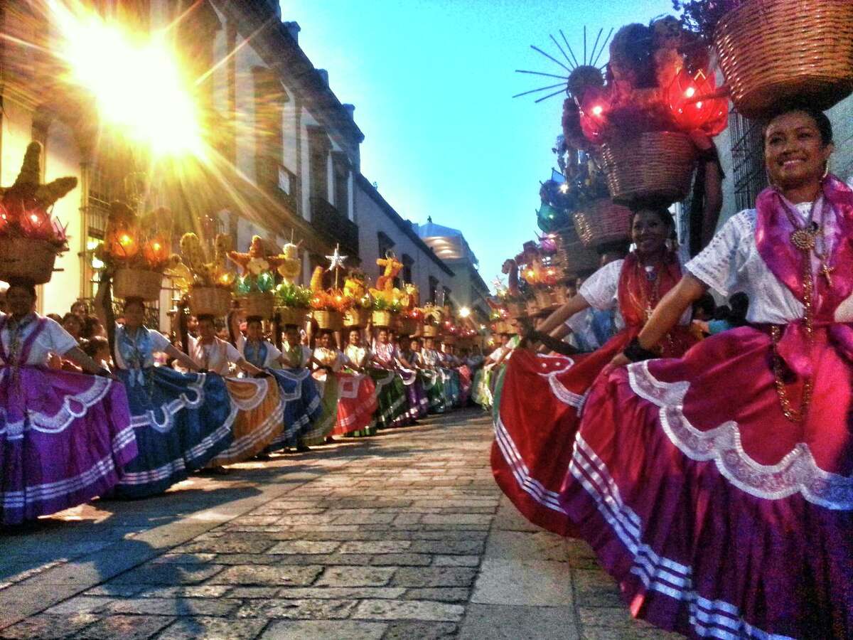 I traveled to Mexico this summer and made my way down to the state of Oaxaca for this year's Guelaguetza celebrations. Took this picture just before the girls began their dance. (Eric Hernandez)