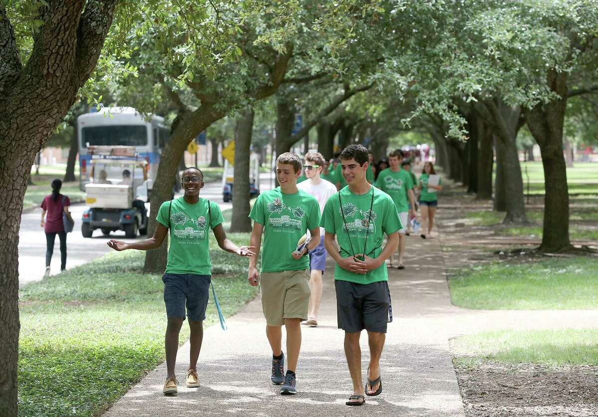 Rice University freshman, from left to right, Marley McKenzie, mat hew O-Gorman and Nicholas Moser attend freshman orientation on August 19, 2014 at Rice University in Houston, TX. Rice classes start Monday August 25, 2014. (Photo: Thomas B. Shea/For the Chronicle)