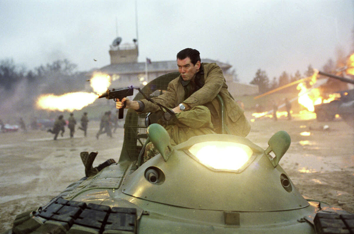 Bond fires away atop a speeding Hovercraft in "Die Another Day." (2002)