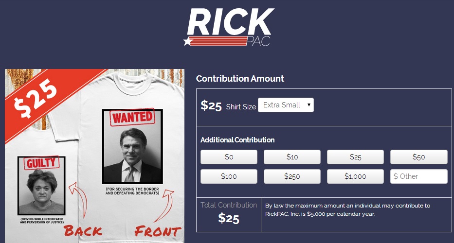 Rick Perrys Pac Is Selling His Mugshot On A T Shirt For Campaign Cash