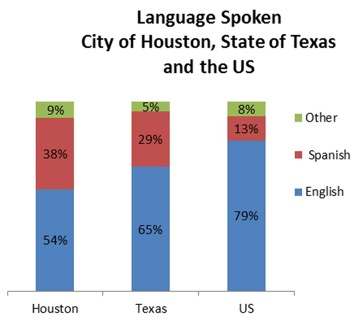 What language do Houstonians speak at home?