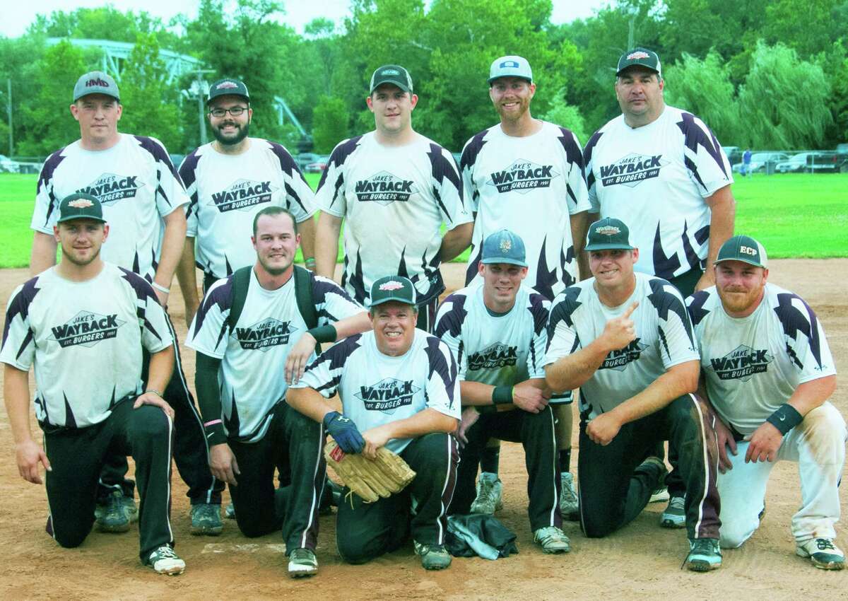 Town diamond champs The Jake's Wayback Burgers men's softball team captured top honors recently in New Milford Parks & Recreation's slowpitch softball league. The burger crew earned regular-season honors and then added the playoff title in the 'A' division, the best of the program's five men's divisions. Among those lending their talents to Jake's cause were, from left to right, John Kimberly, Patrick Hendricks, Bill Chemero, Chris Shaw, Matt Gambone and Chris Buckley; and, back row, James Kimberly, Hobson Lopes, Justin Kimberly, Tom Gambone and Jay Lanza. Absent were Clifton Hunt and Mark Fracker. Courtesy of Tad Wheeler