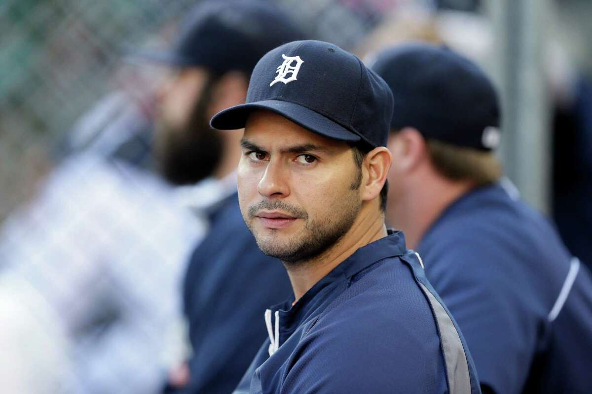 Detroit Tigers relief pitcher Anibal Sanchez is seen in the dugout before the first inning of an interleague baseball game against the Pittsburgh Pirates, Wednesday, Aug. 13, 2014 in Detroit. (AP Photo/Carlos Osorio)