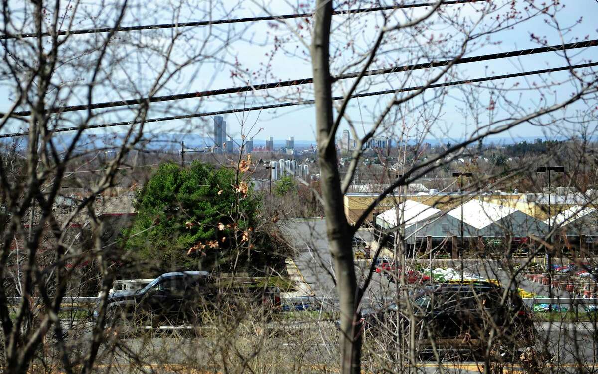 The skyline of Albany is seen through the trees in this view looking west from Thompson Hill Rd. on Monday, April 21, 2014, in East Greenbush, N.Y. (Paul Buckowski / Times Union)
