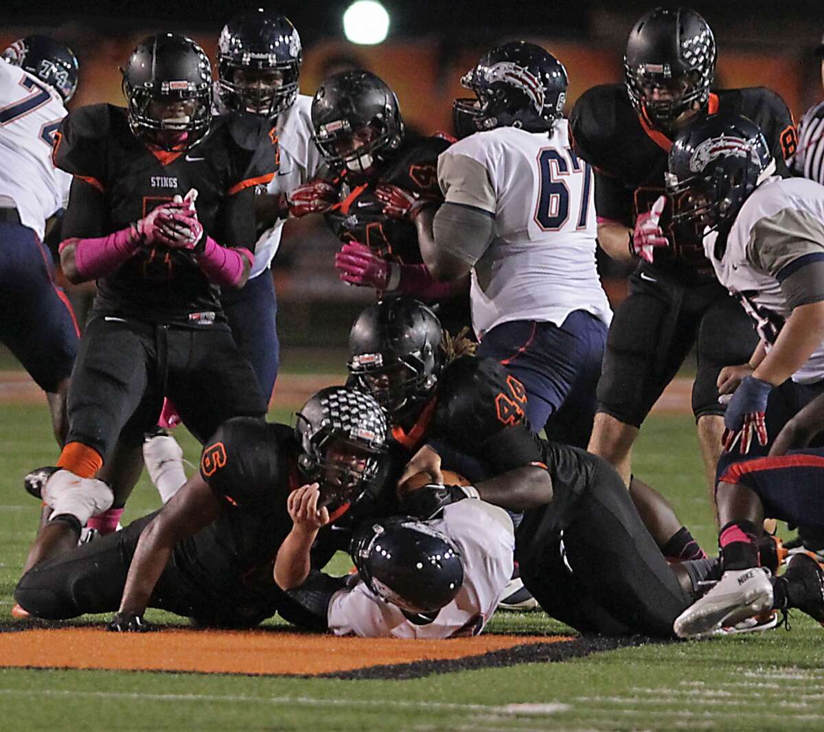 Central Texas high school football players enthusiastic postgame