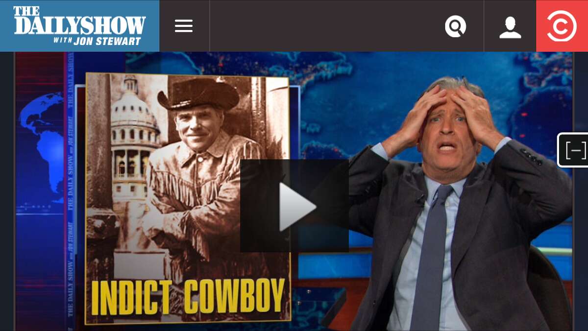 From the Daily Show on Aug. 28, 2014: "Indictment Cowboy," Jon Stewart on Rick Perry.