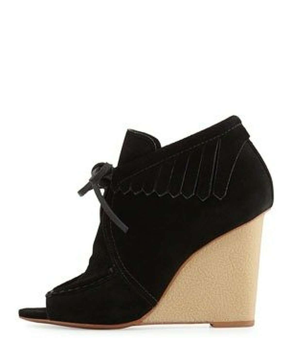 mild fall with lace-up wedge booties