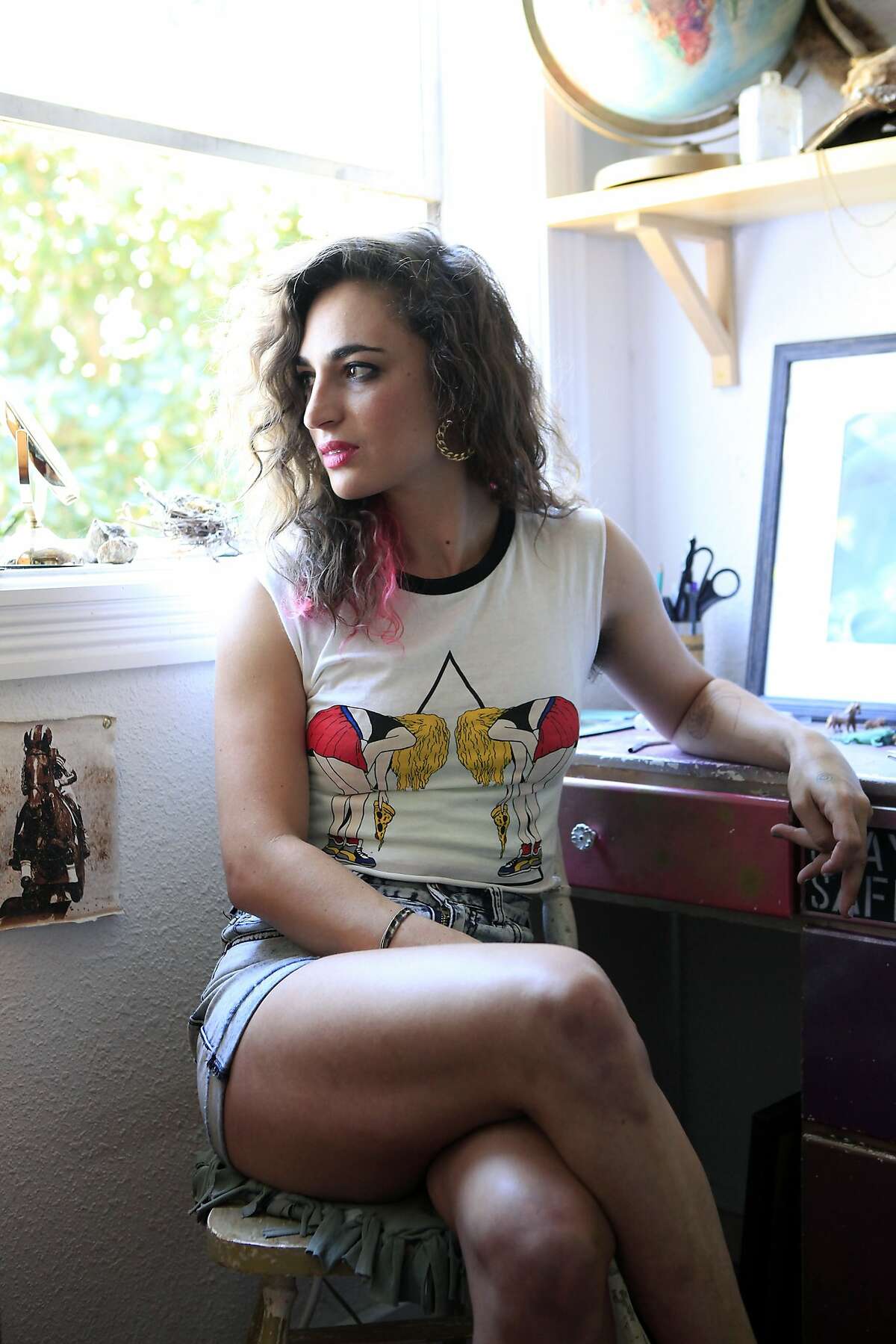Hanna Cohen, friend of The Stick & Poke creator Nicole West, poses for a portrait at her home in San Francisco, CA, Saturday, August 30, 2014.