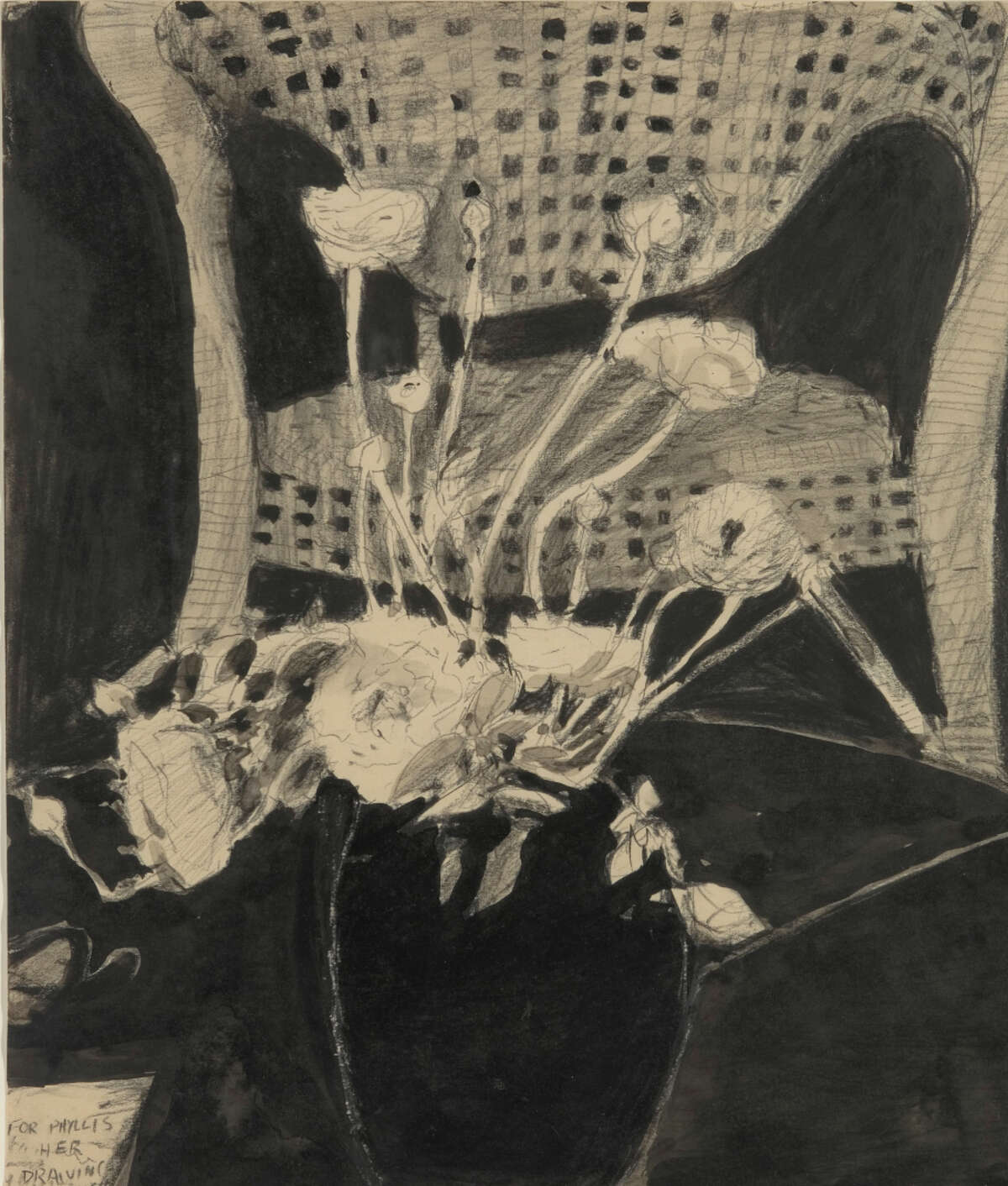 This untitled ink and graphite on paper (1964) from the Grant Family Collection is part of the Richmond Art Center show.