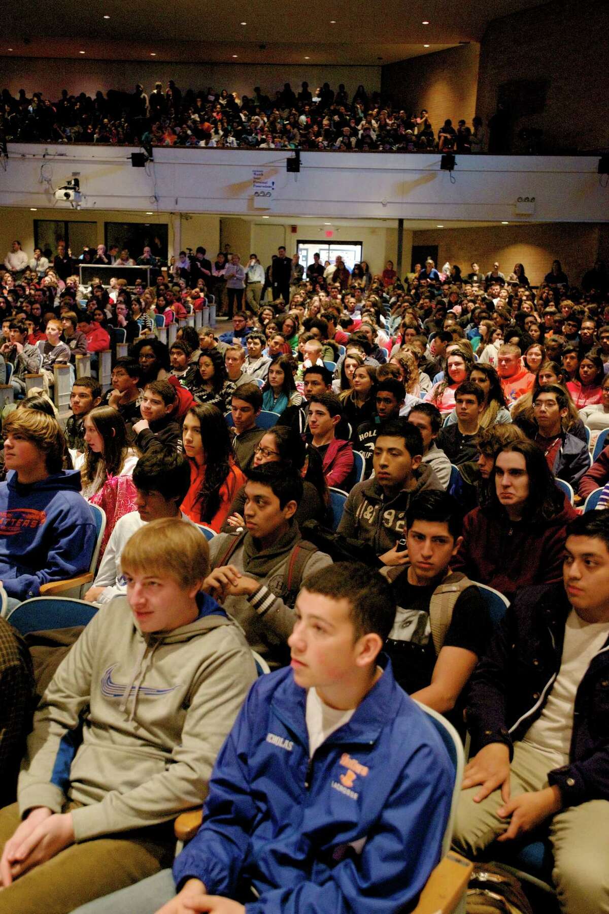An assembly was held at Danbury High School on Nov. 21, 2013, to celebrate the school winning $100,000 in the State Farm Insurance "Celebrate My Drive" campaign.