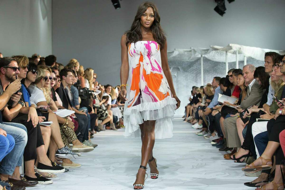 Naomi Campbell walks the runway as the Diane Von Furstenberg Spring 2015 collection is modeled during Fashion Week, Sunday, Sept. 7, 2014, in New York. (AP Photo/John Minchillo)