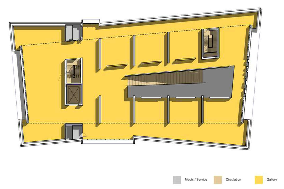 A diagram of the second floor gallery space at the new Anderson Center at Stanford University.Ê