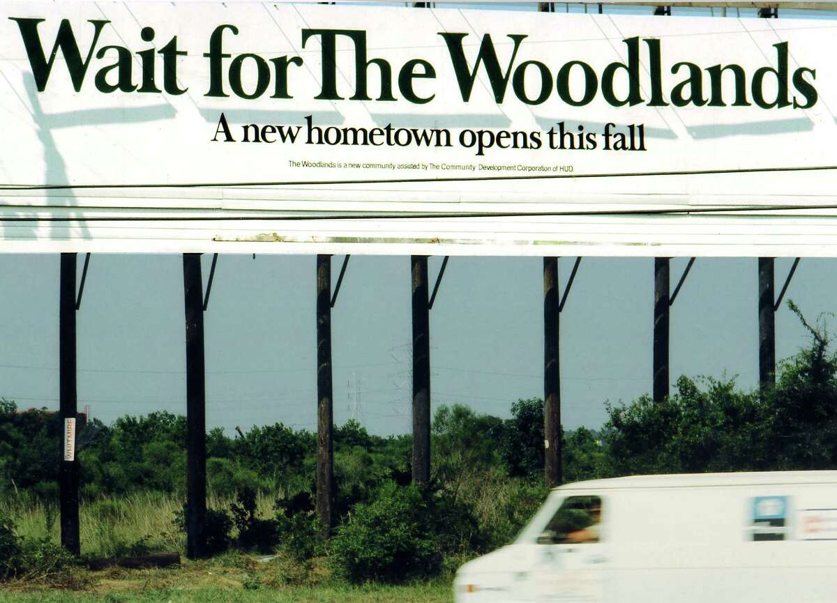The Woodlands began billboard advertising in 1974, promoting the opening of this new master-planned community.