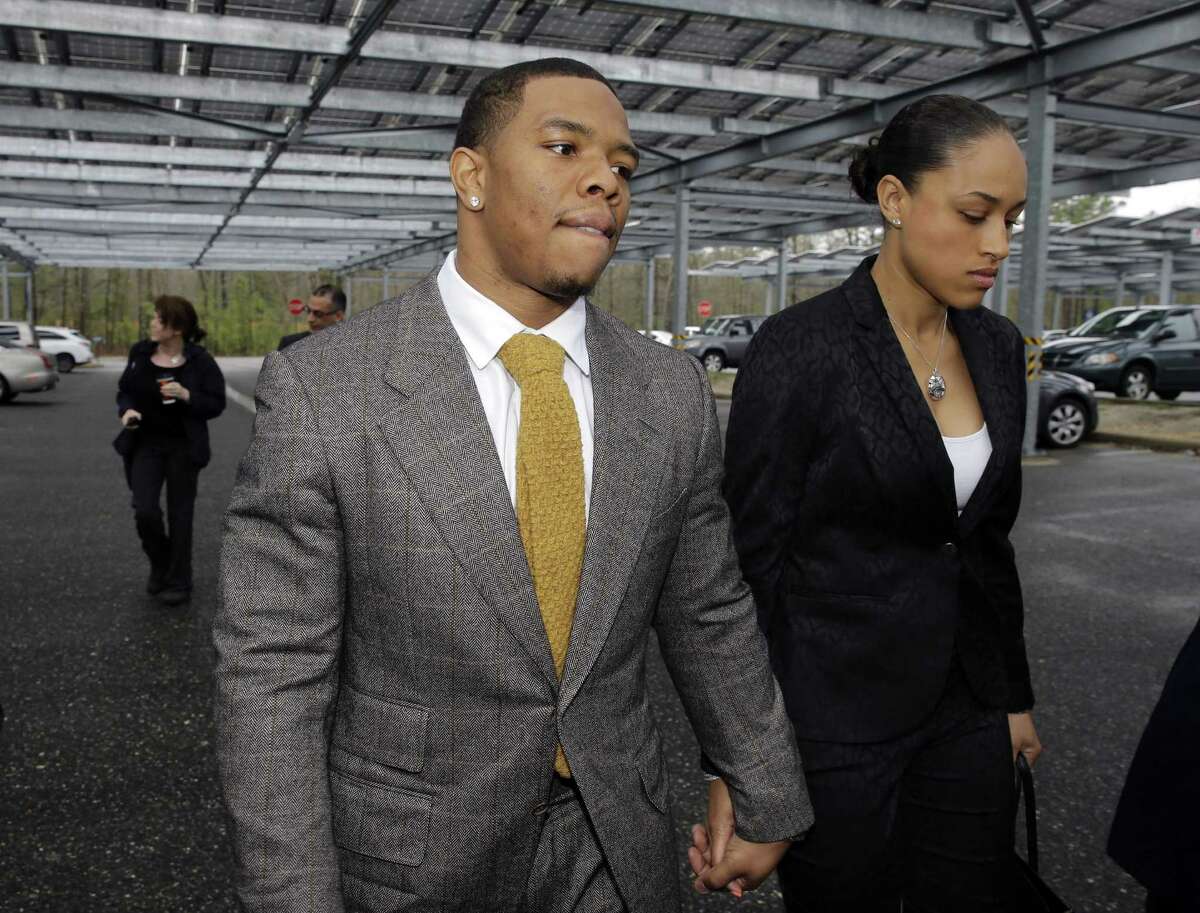 Readers comment on the suspension of NFL running back Ray Rice for assaulting Janay Palmer, his girlfriend at the time and now his wife. Rice holds hands with Palmer as they arrive at the courthouse in Mays Landing, N.J.