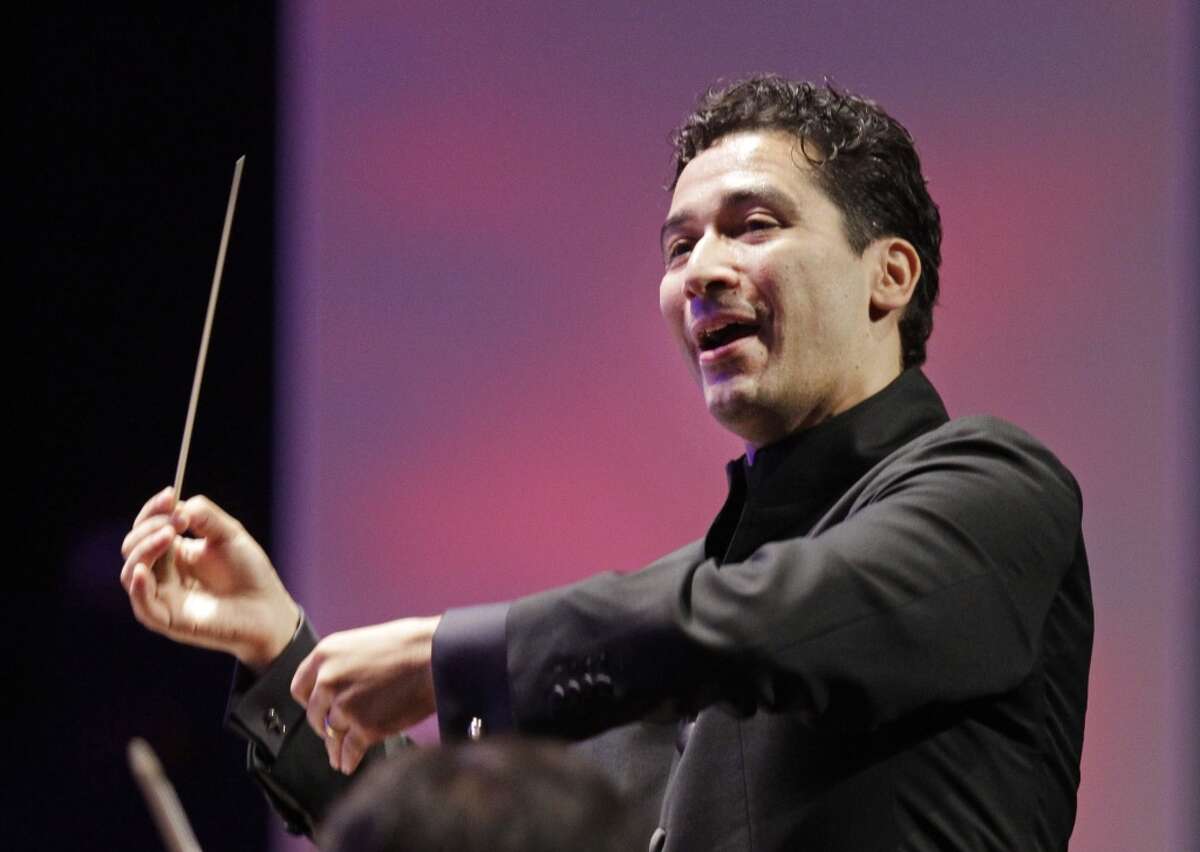Conductor Andres Orozco-Estrada performs at Miller Outdoor Theatre on Sept. 12.