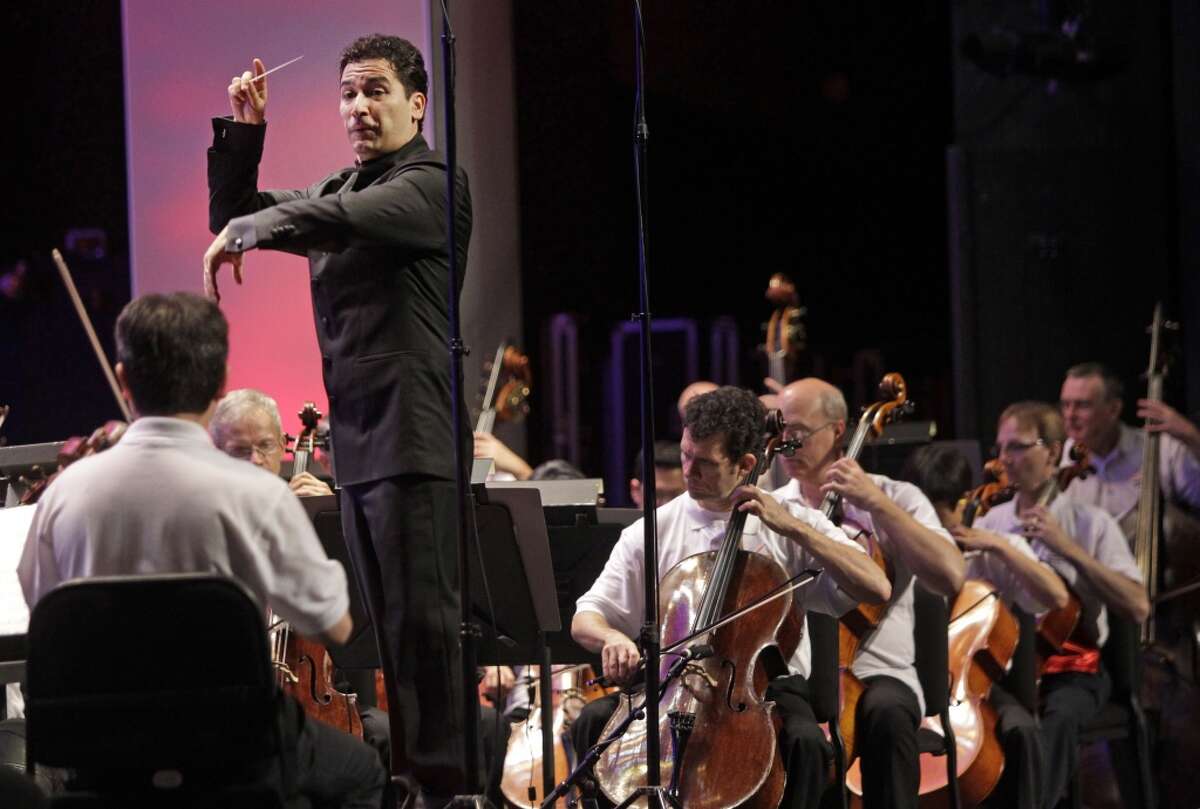 Conductor Andres Orozco-Estrada performs at Miller Outdoor Theatre on Sept. 12.