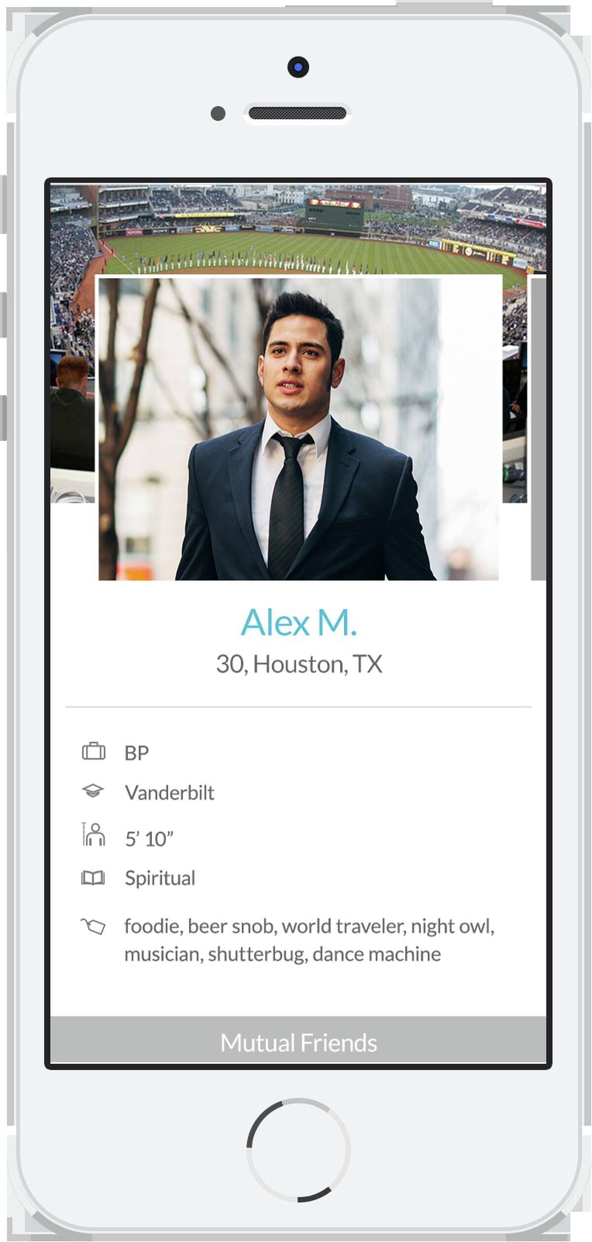 ﻿Hinge lets users see how many mutual Facebook friends they have.
