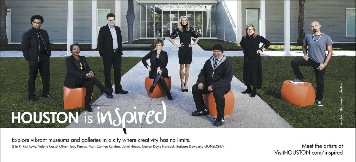 Valerie Cassel Oliver, second from left, appeared with Rick Lowe, Toby Kamps, Mari Carmen Ramirez, Janet Hobby, Trenton Doyle Hancock, Barbara Davis and Gonzo247 in a 2013 ad campaign to promote Houston's visual art scene.